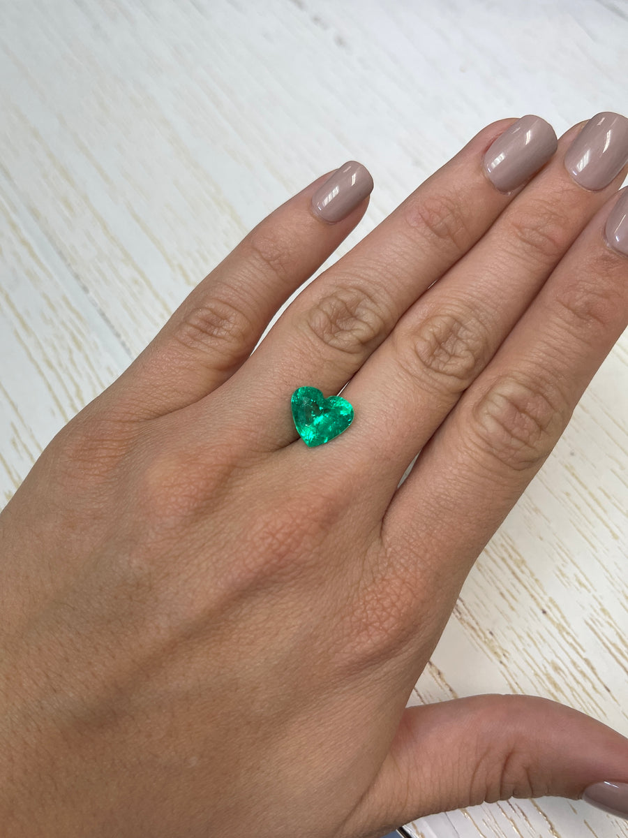 Exquisite 4.12 Carat Heart-Cut Colombian Emerald with Minor Oil Enhancement