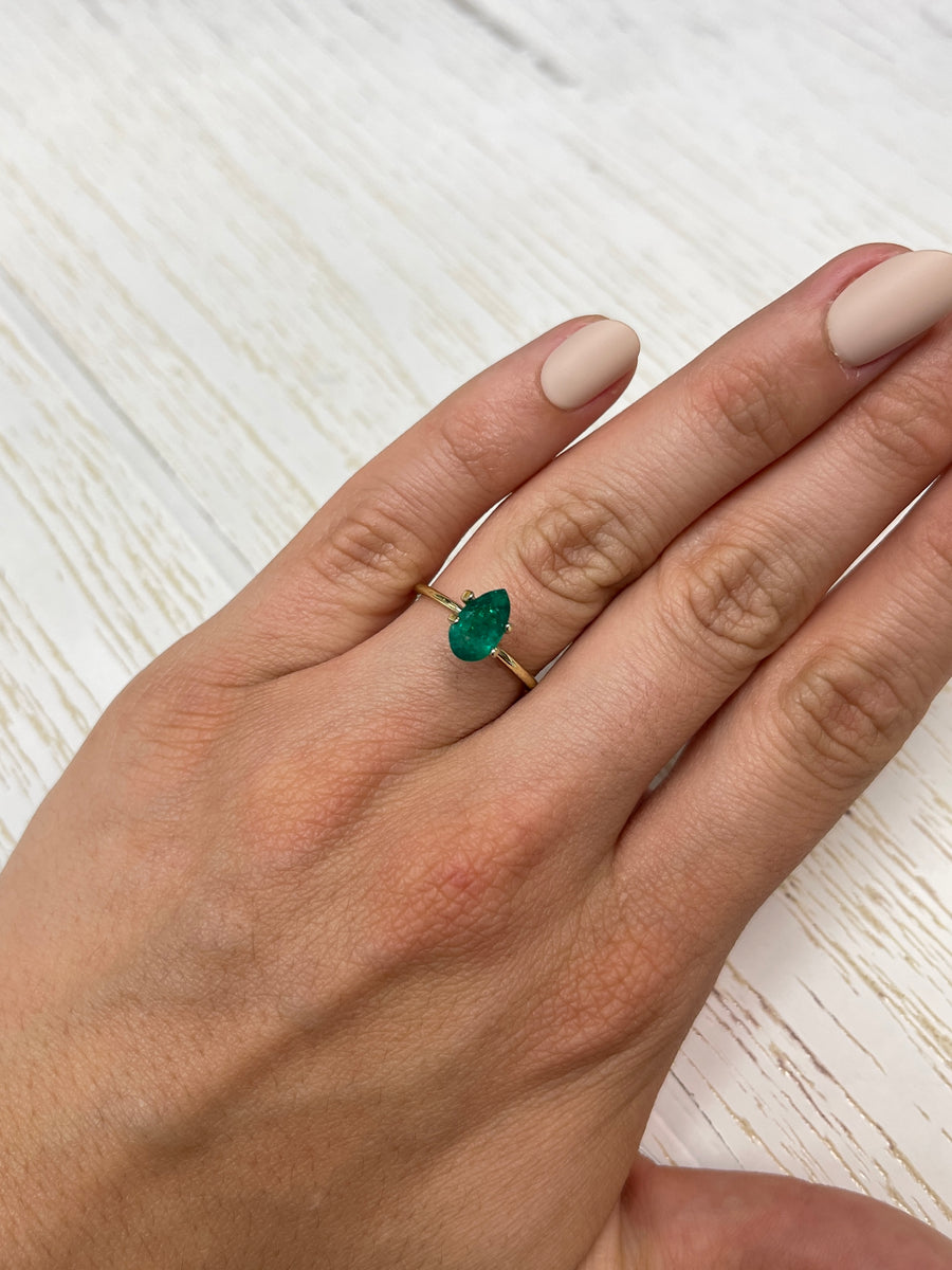 0.96ct Colombian Emerald - Pear Shaped, Dark Green, Natural Loose Gem
