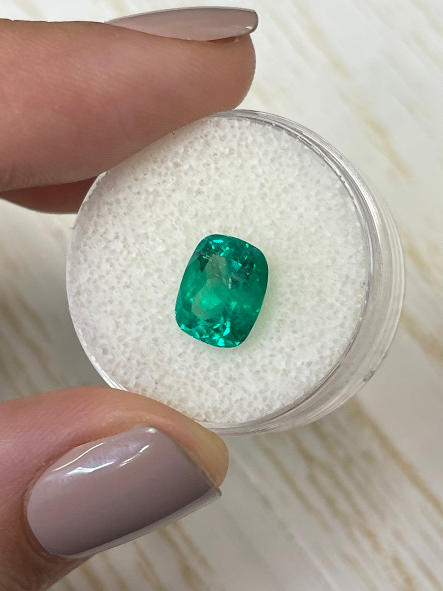 Elongated Cushion Cut Emerald - 2.66 Carat Genuine Colombian Green Gemstone