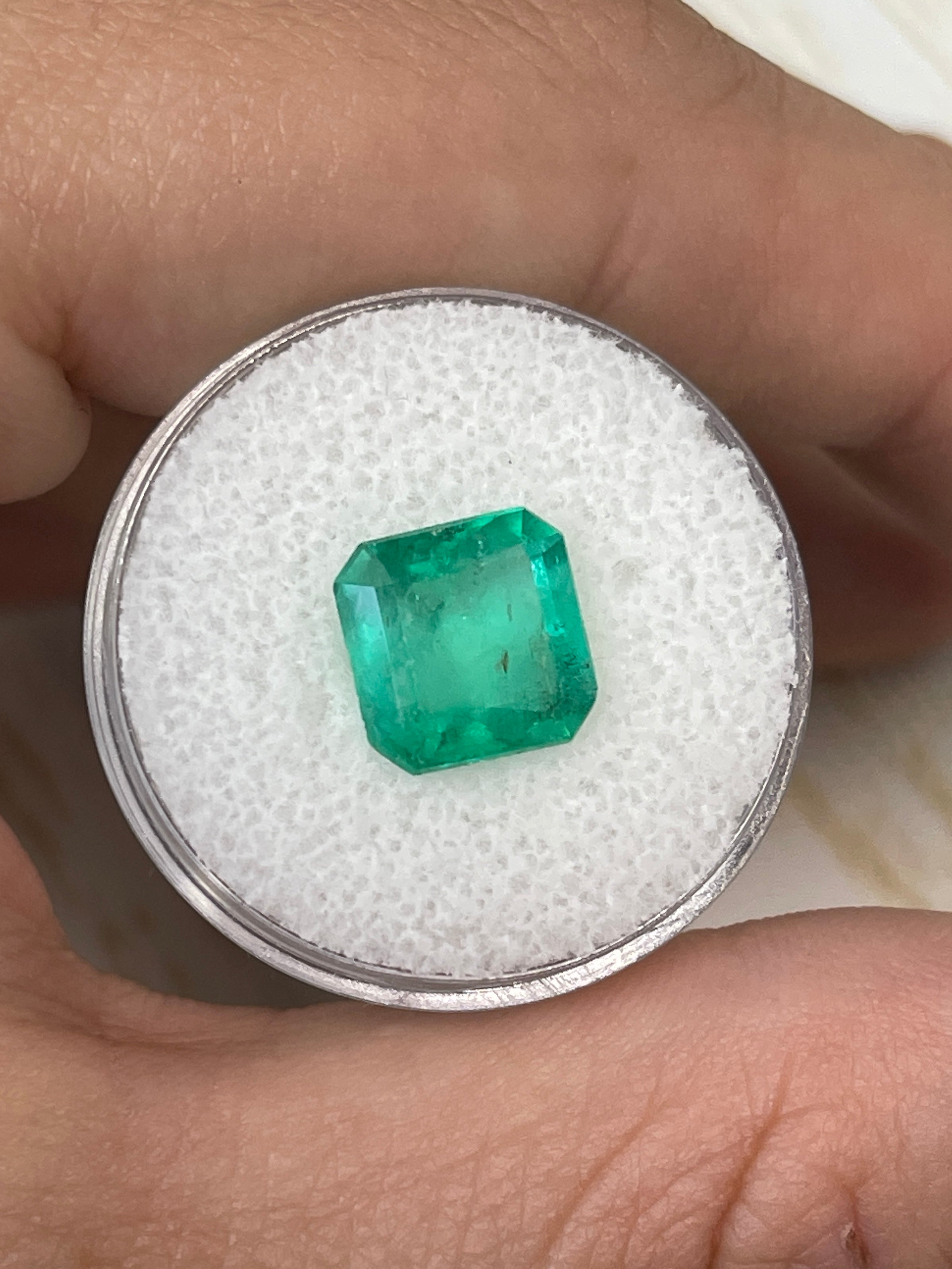 Vivid Yellowish 3.64 Carat Colombian Emerald - Asscher Cut