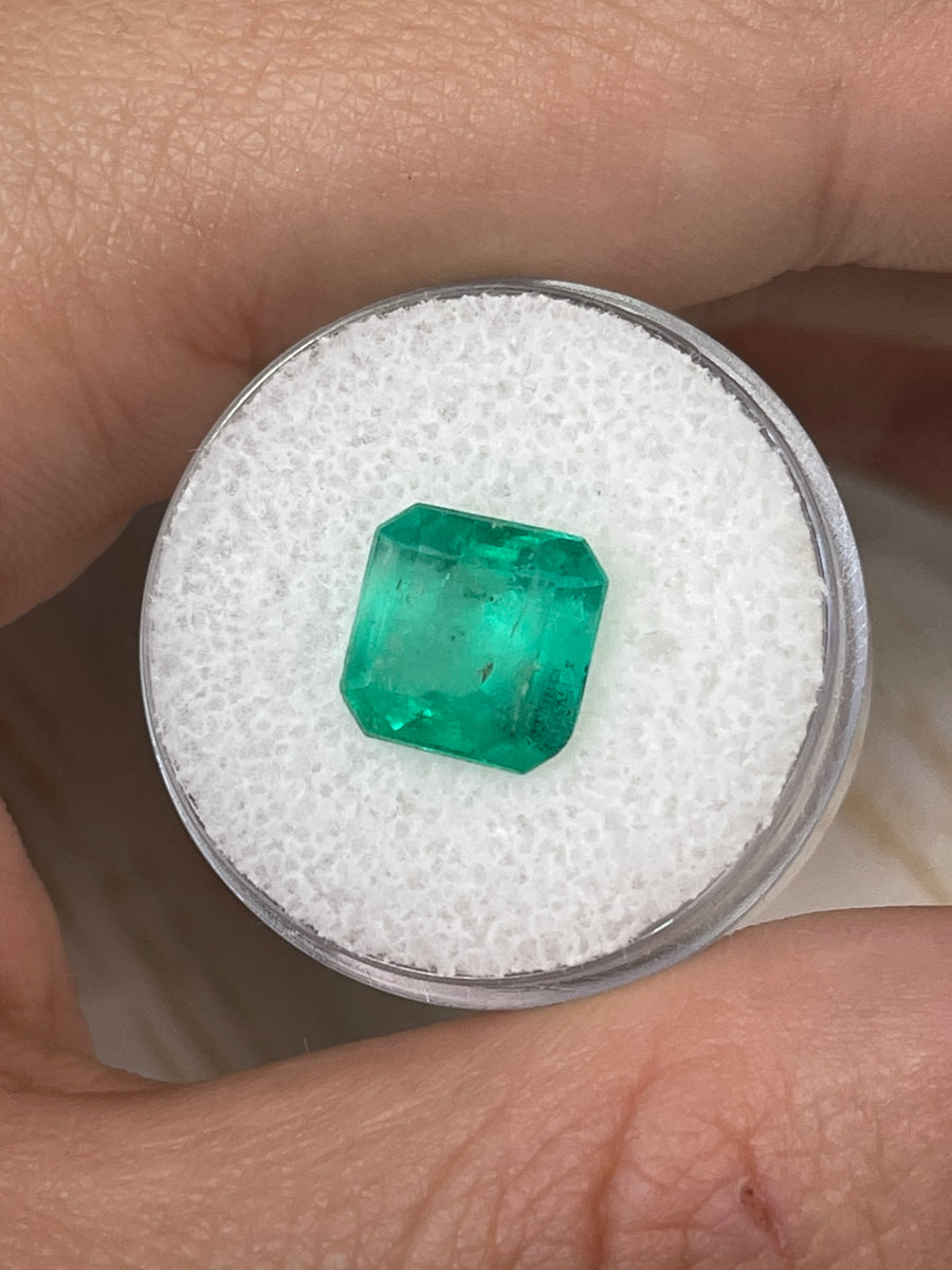 Rare Asscher Cut 3.64 Carat Colombian Emerald Gemstone