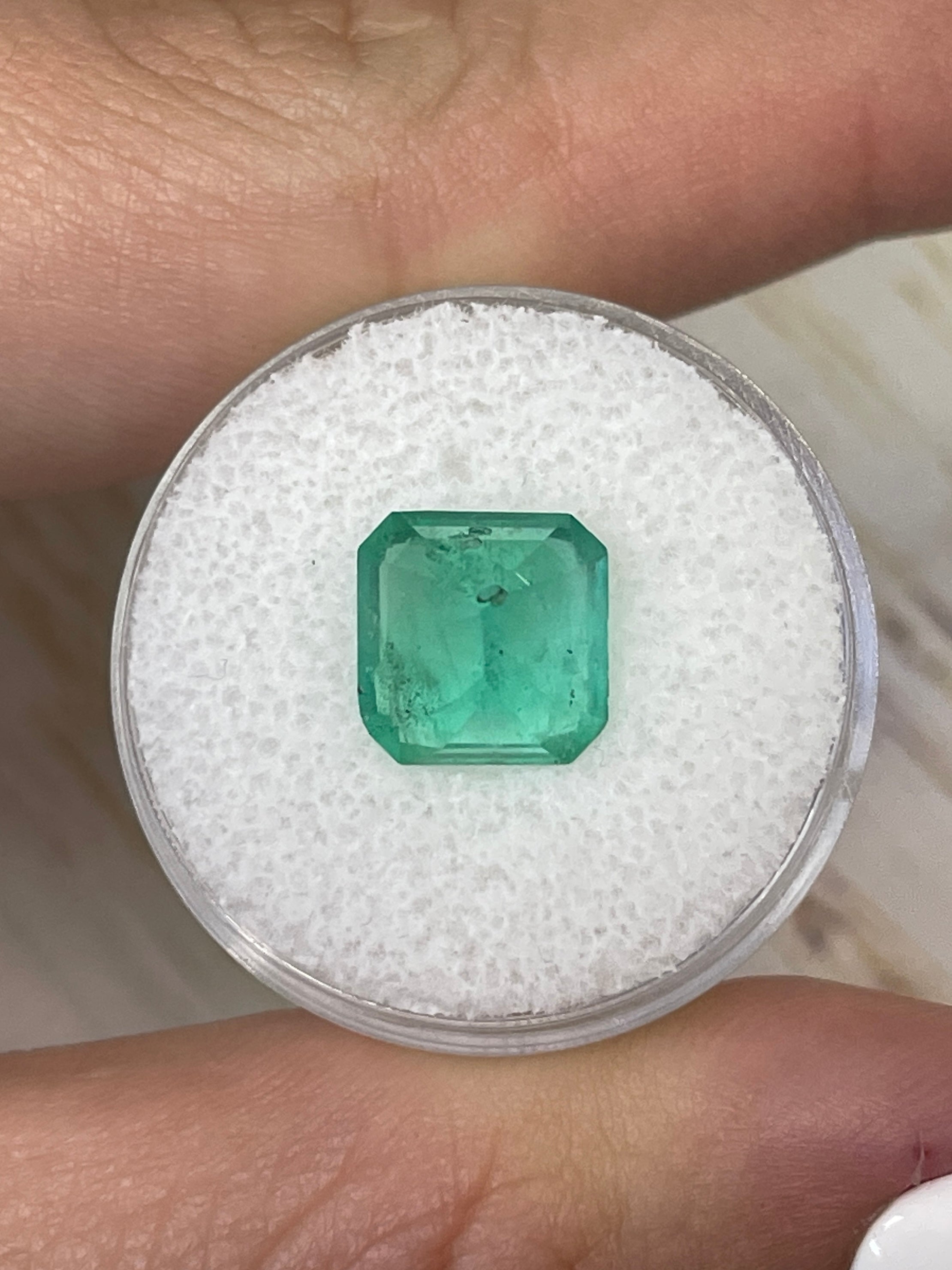 3.66 Carat Freckled Natural Loose Colombian Emerald-Asscher Cut - JR Colombian Emeralds