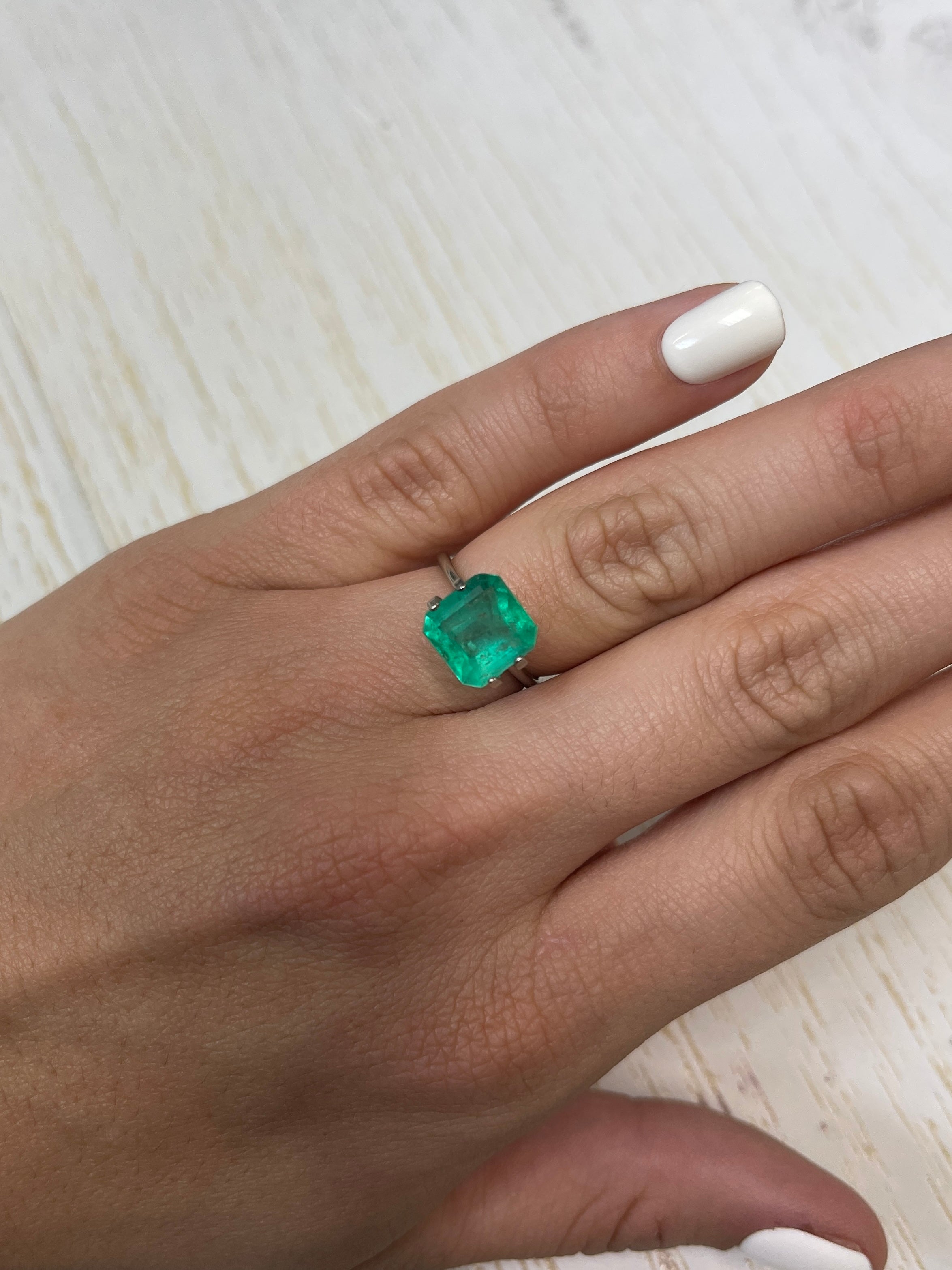 3.66 Carat Freckled Natural Loose Colombian Emerald-Asscher Cut - JR Colombian Emeralds