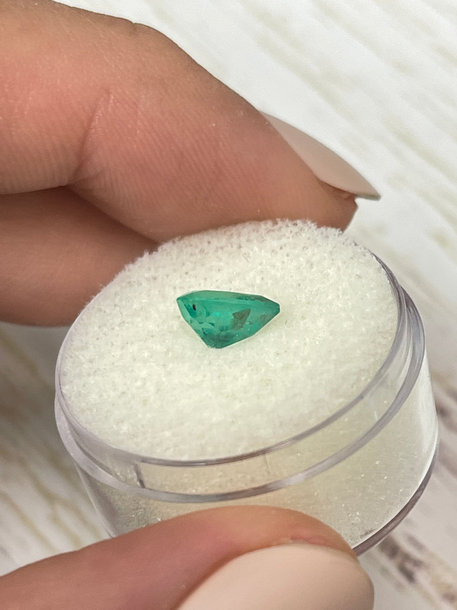 1.11ct Natural Colombian Emerald in Pear Cut - Bluish Green