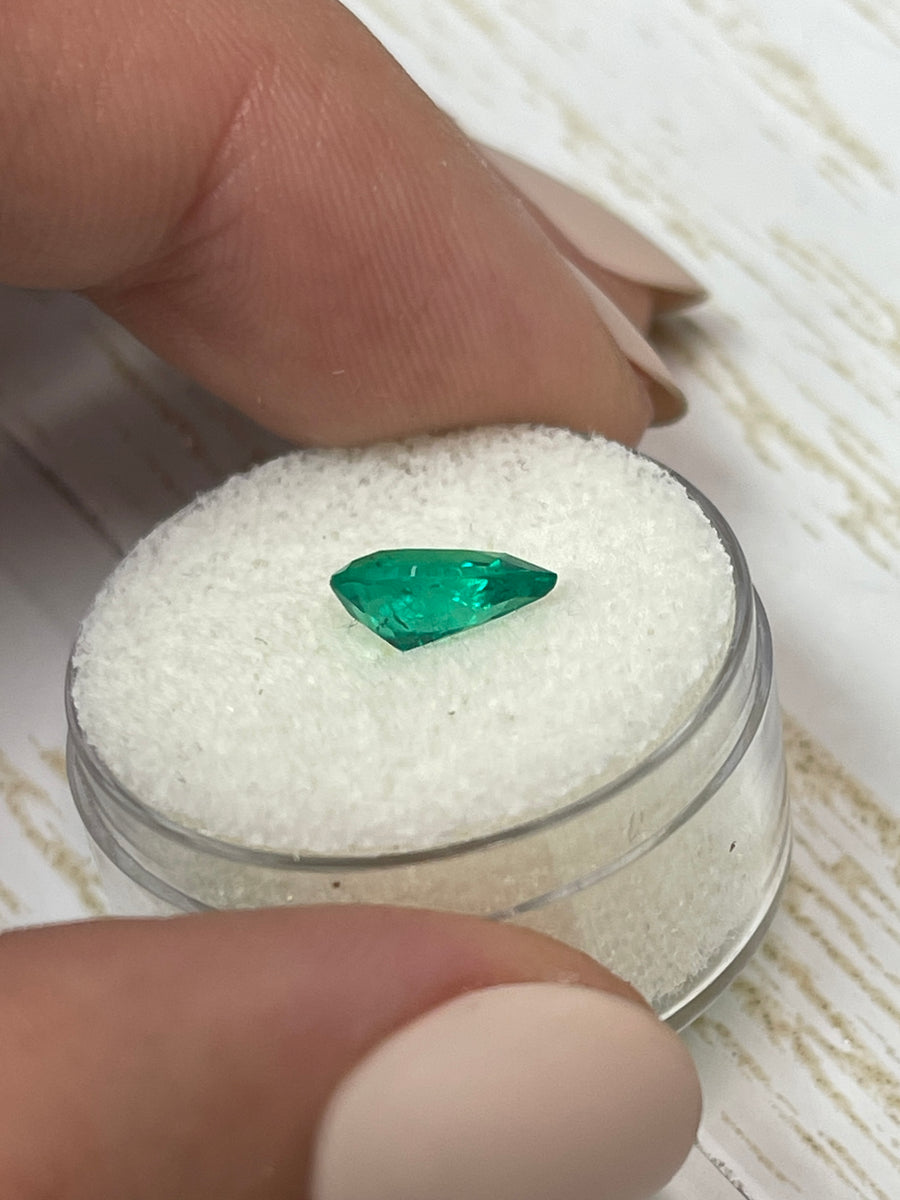 1.11 Carat Natural Bluish Green Pear-Cut Emerald - Top SEO ALT Text