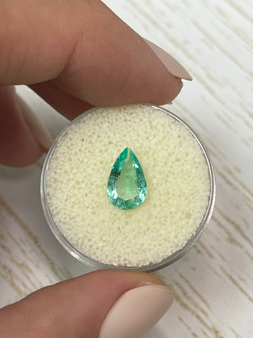 1.13 carat Spready Green Natural Loose Colombian Emerald-Pear Cut