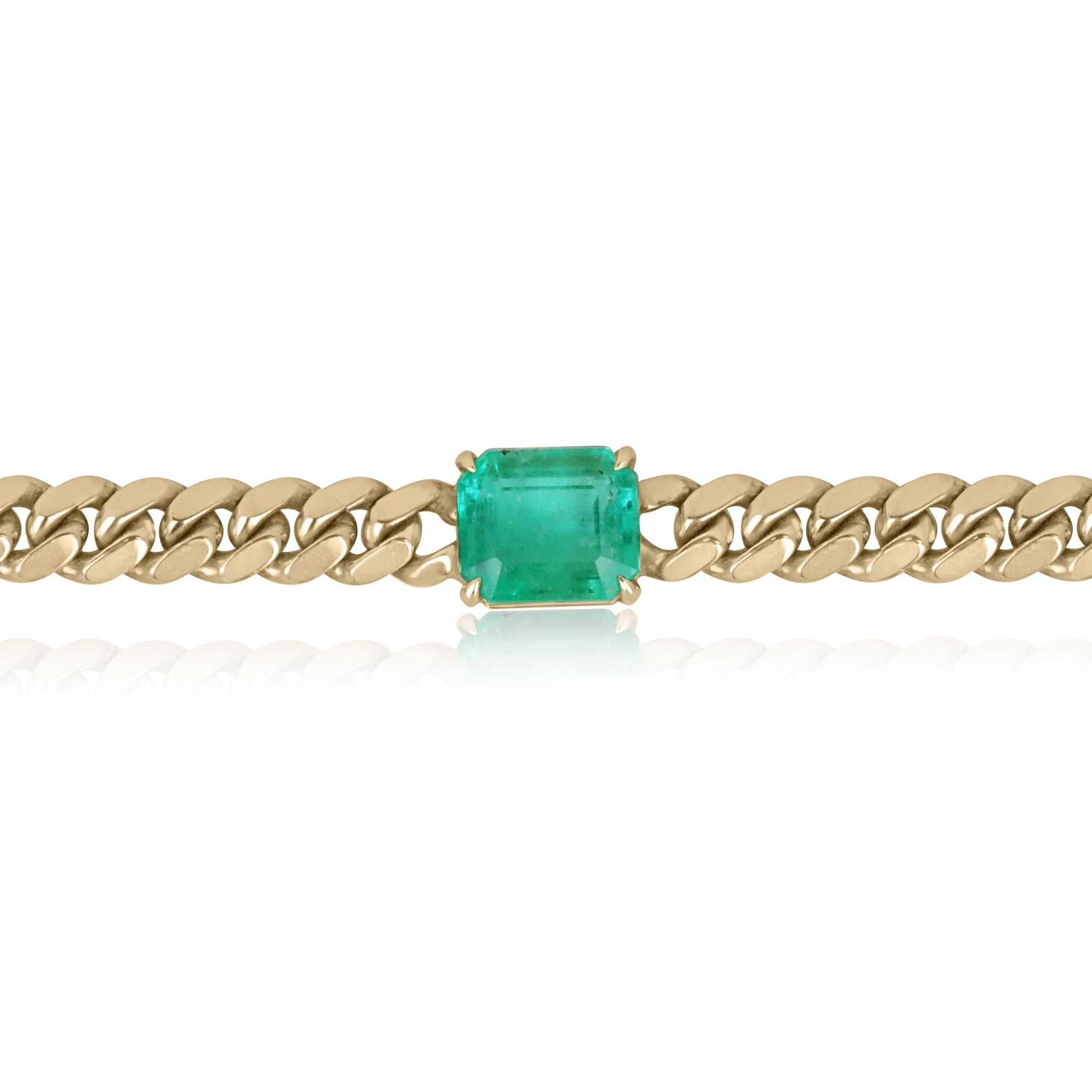 10 Carat Jumbo East To West Colombian Emerald Cuban Link Choker 14K - JR Colombian Emeralds