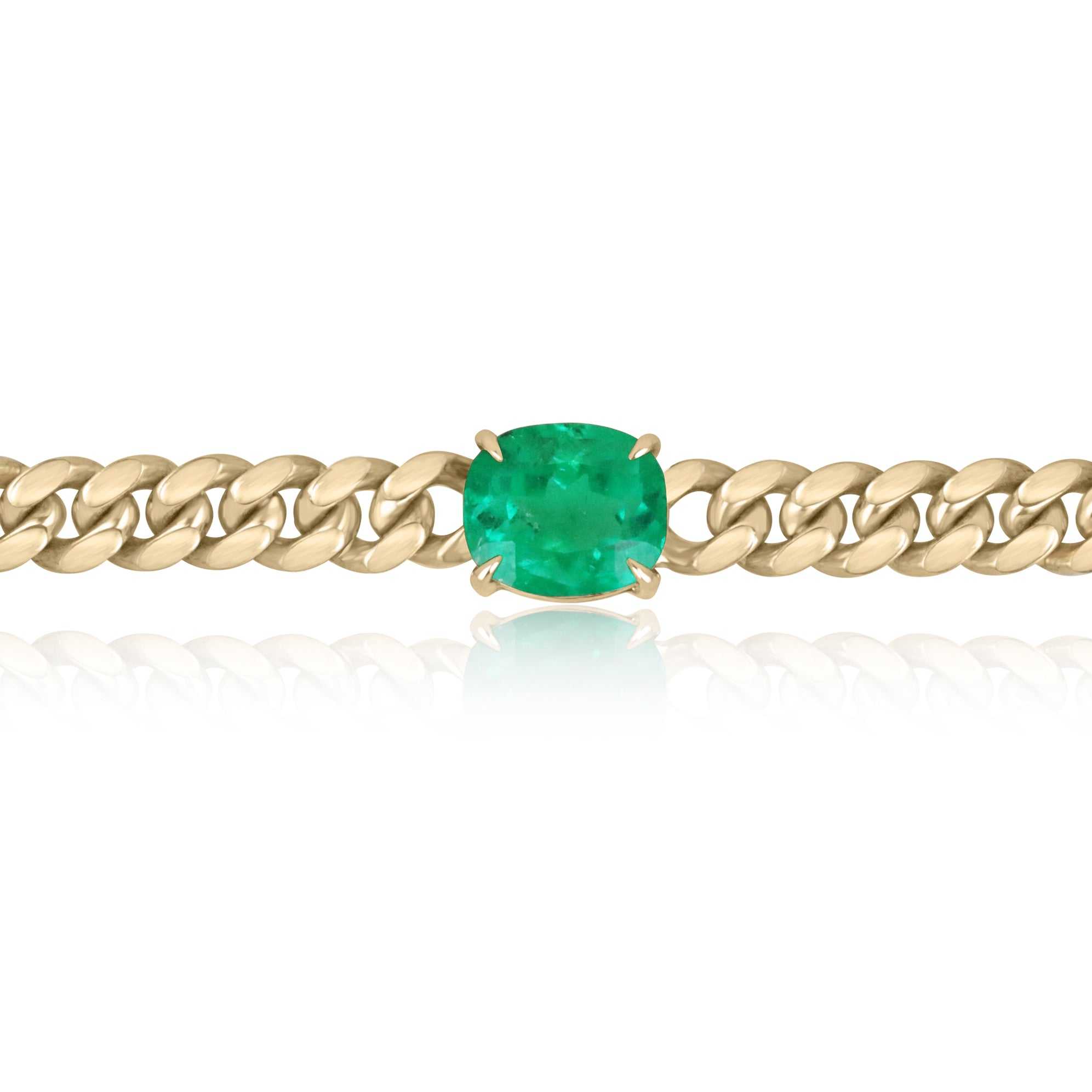 GIA Certified 10.85ct Emerald Cushion Cut 18K Gold Cuban Necklace