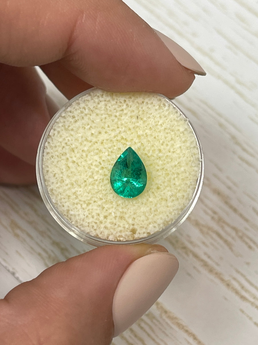Medium Green Pear-Shaped Colombian Emerald - 1.15 Carat Loose Gemstone