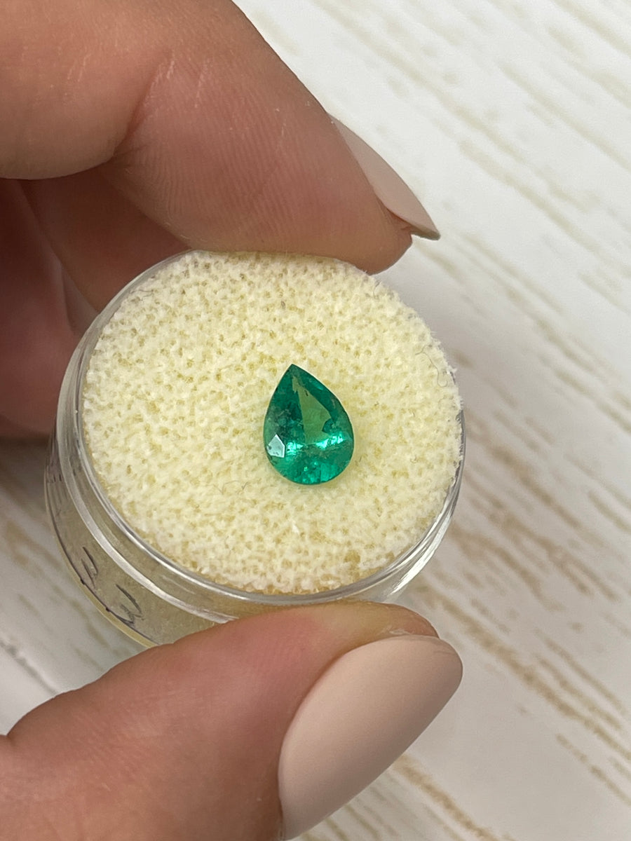 1.15 Carat Pear-Cut Colombian Emerald in a Medium Green Hue - Loose Stone