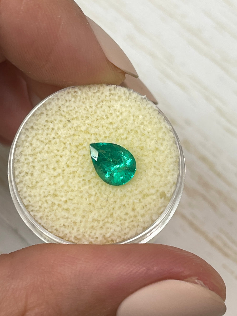 1.15 Carat Loose Colombian Emerald with a Pear Cut in Medium Green