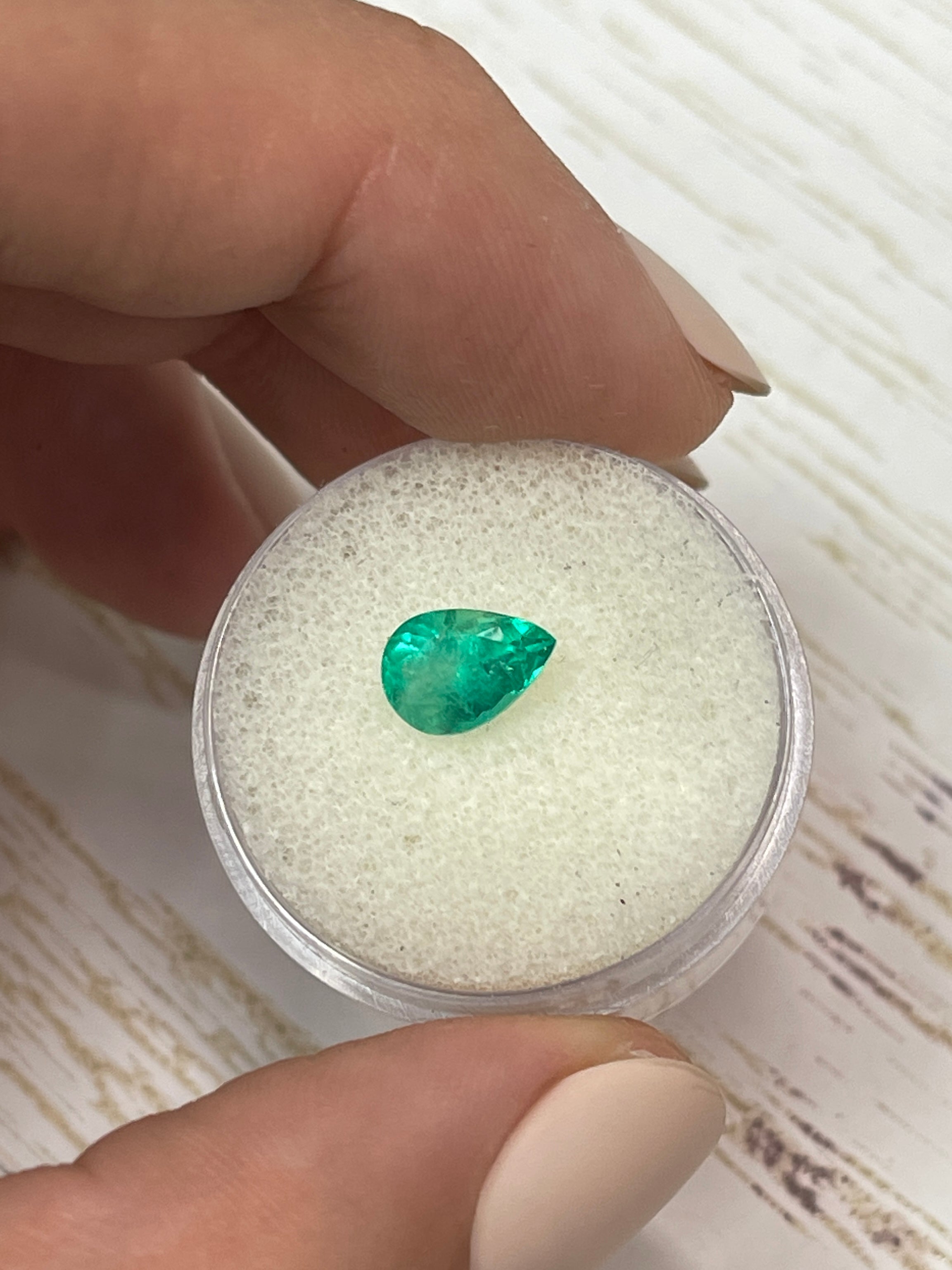 Vibrant Spring Green Colombian Emerald - 1.16 Carat Loose Pear-Cut Gem