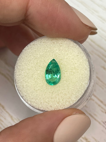 1.19 carat Elongated Green Natural Loose Colombian Emerald-Pear Cut