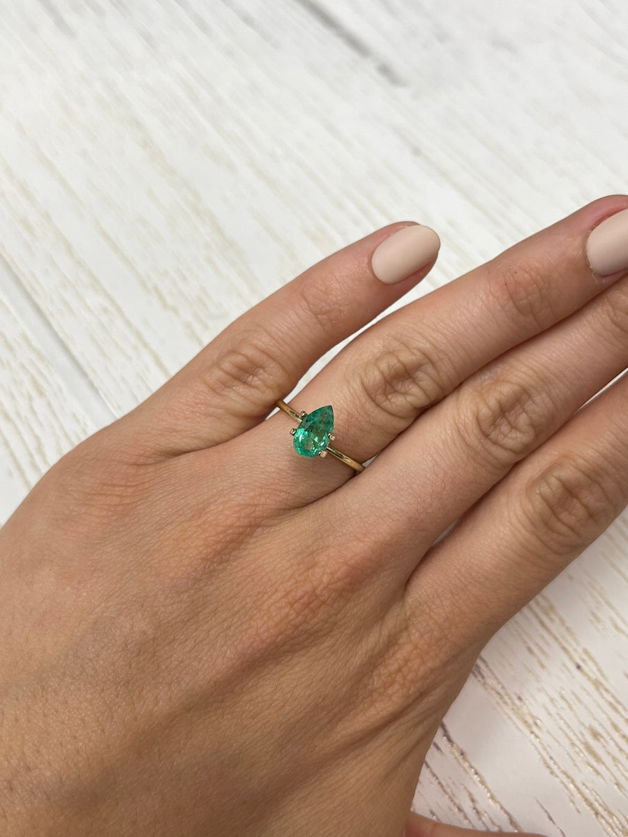 1.19 Carat Loose Colombian Emerald - Elegant Green Pear Cut Stone