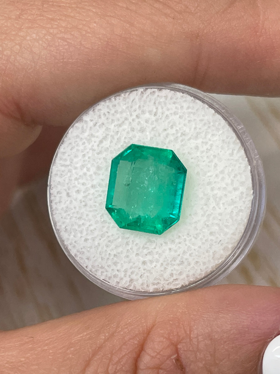 11x10 Spready Emerald Cut - 4.56 Carat Colombian Emerald