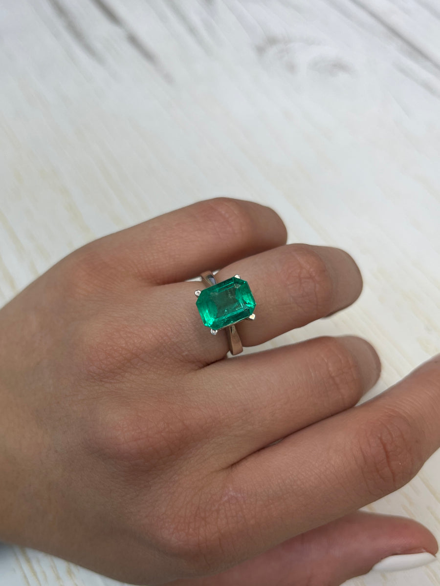 4.64 Carat Classic Emerald Cut in Lustrous Bluish Green Hue