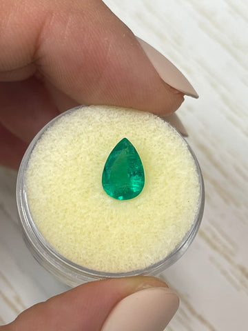 Pear-Cut 1.31 Carat Loose Colombian Emerald - Vivid Medium Green Hue