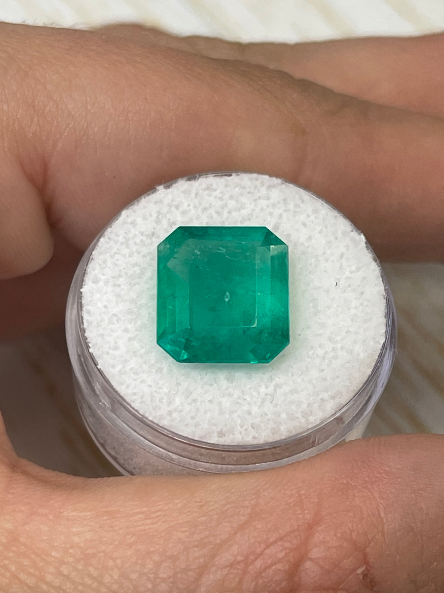 Colombian Emerald Gem - 7.39 Carat Bluish Green, 14x12mm Emerald Cut