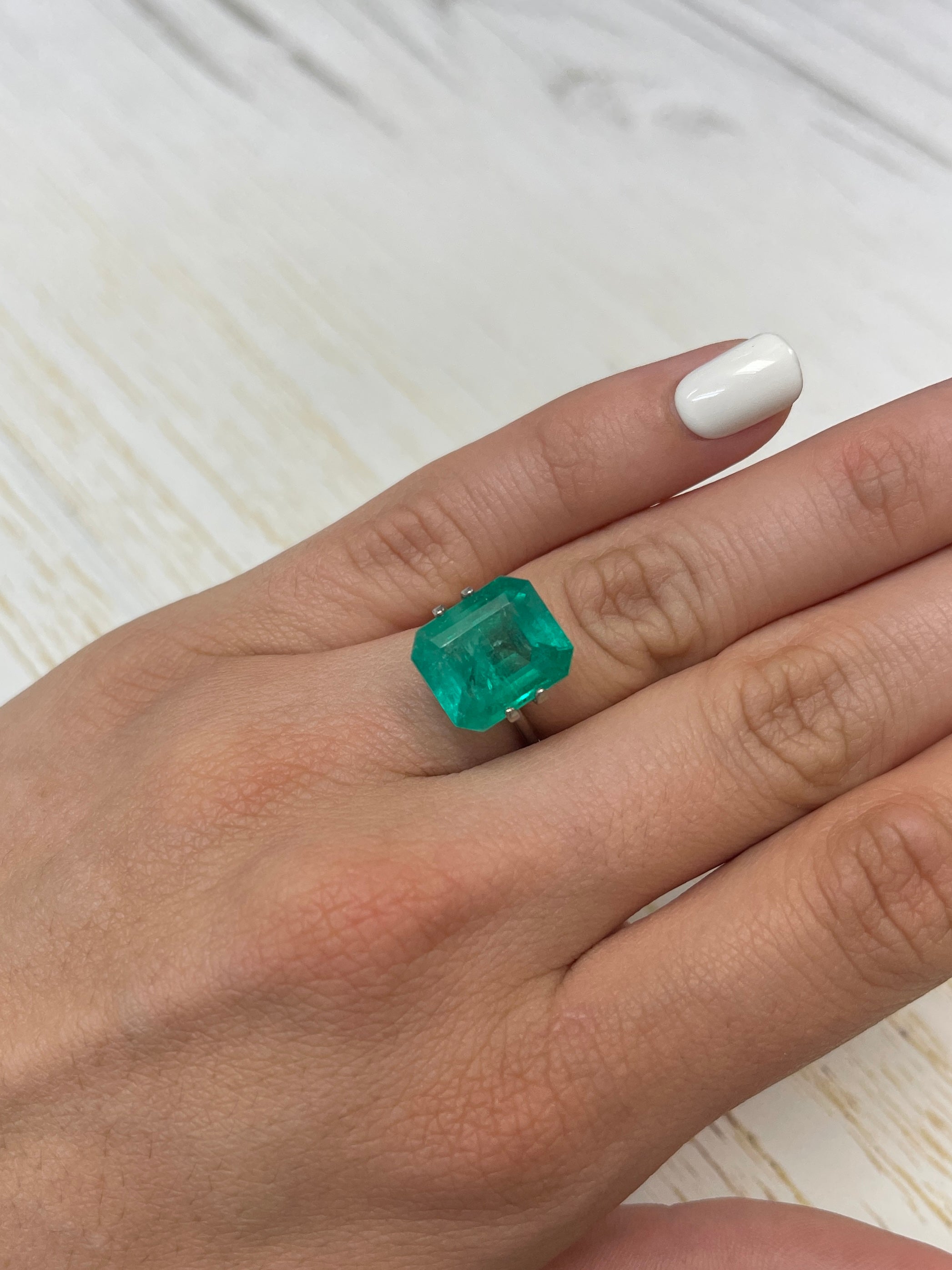 7.39 Carat 14x12 Bluish Green Emerald Cut Loose Colombian Emerald-Emerald Cut - JR Colombian Emeralds