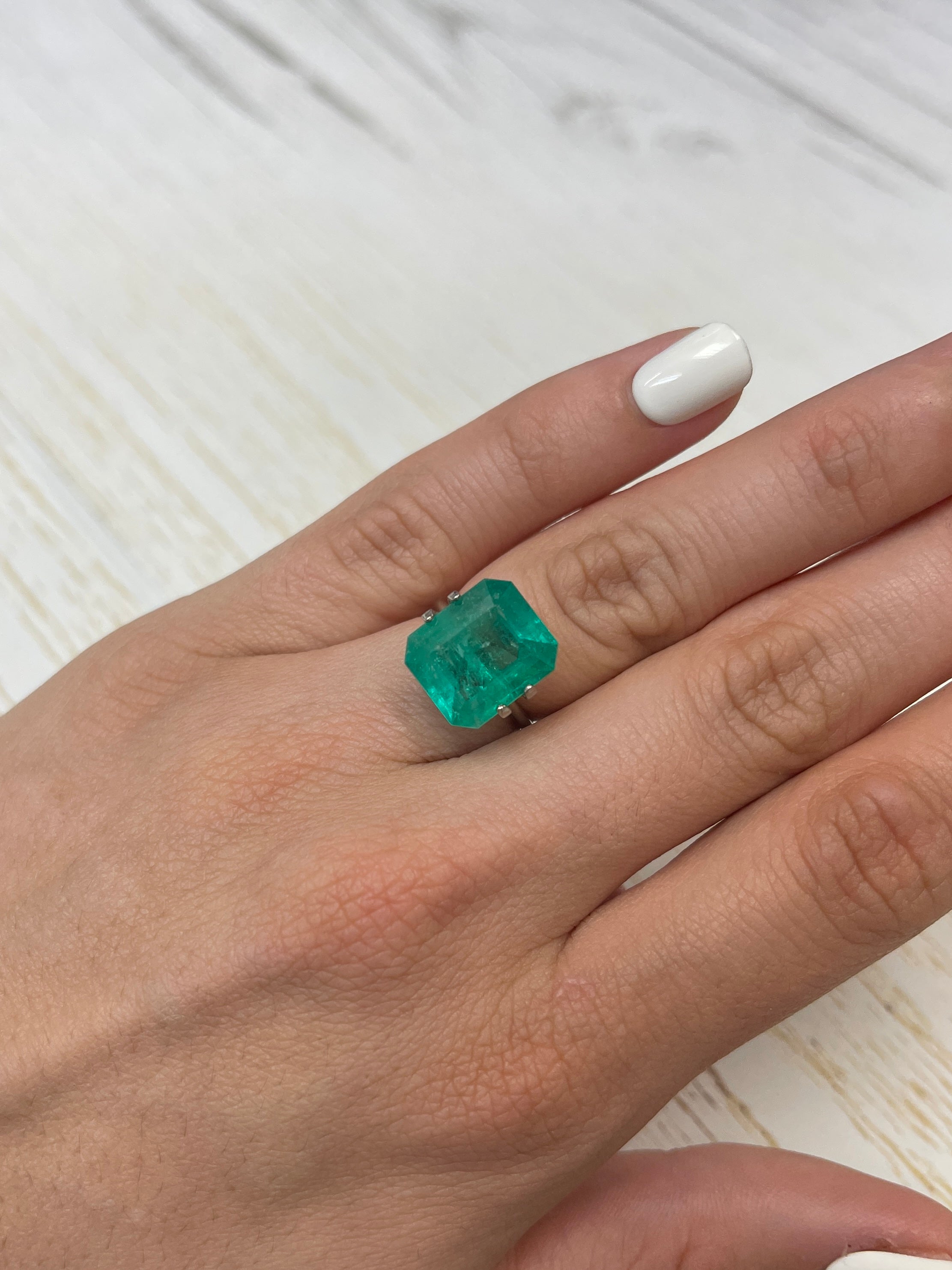 7.39 Carat 14x12 Bluish Green Emerald Cut Loose Colombian Emerald-Emerald Cut - JR Colombian Emeralds