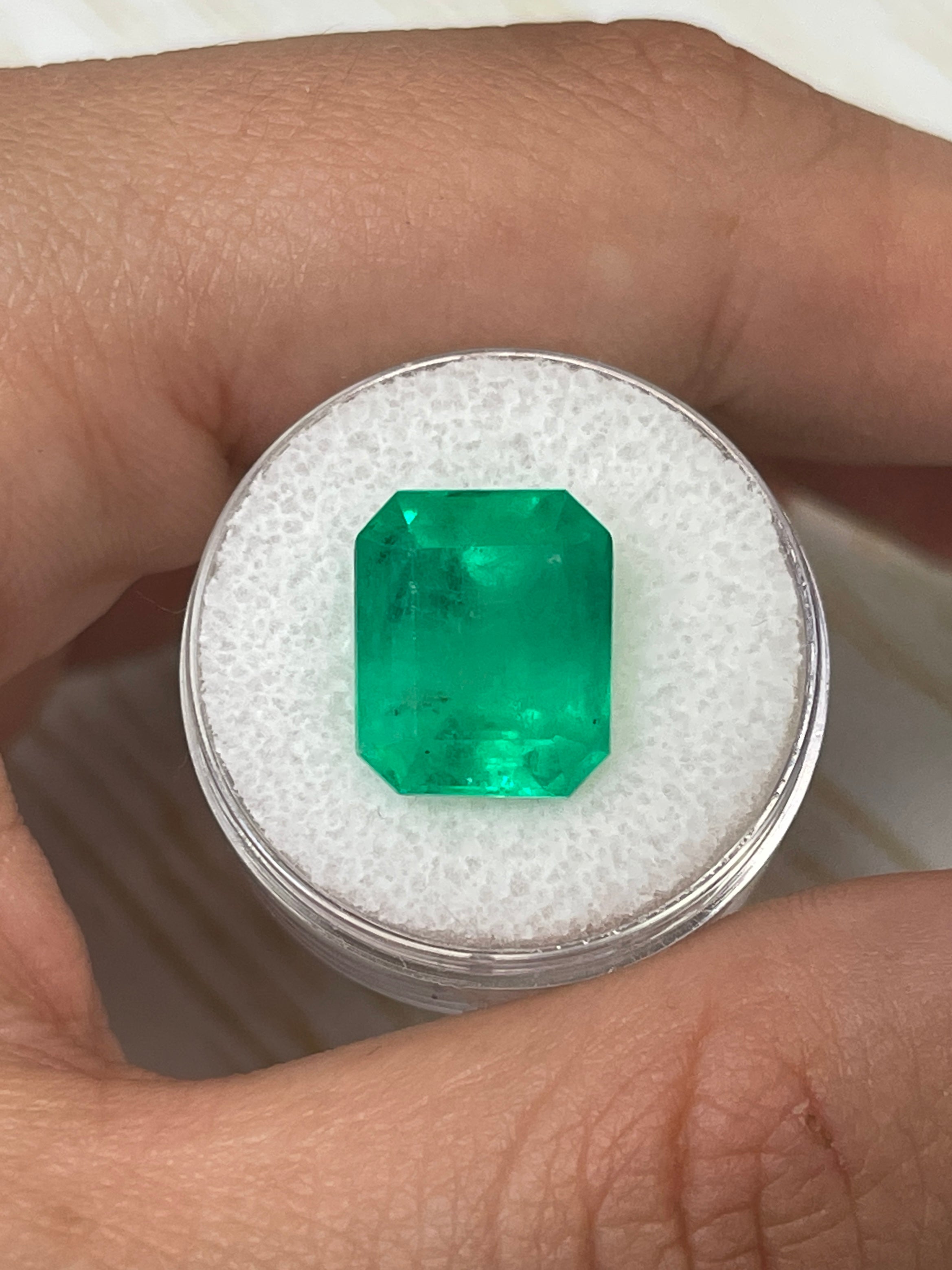 Emerald Cut Colombian Emerald - 9.28 Carat Yellow-Green Gem