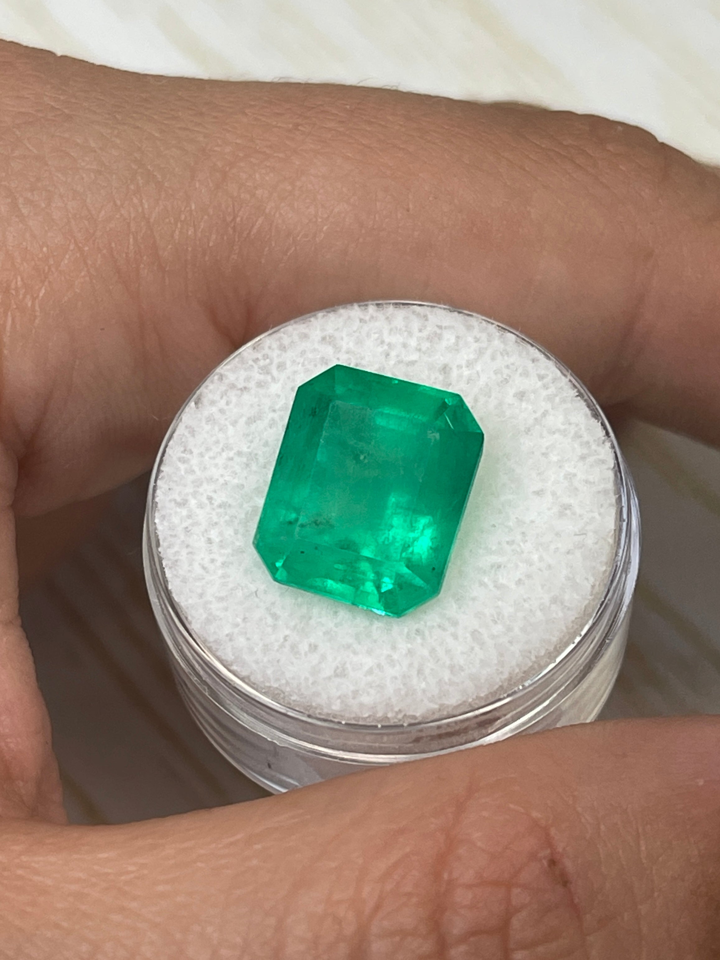 Colombian Emerald Gemstone - 9.28 Carat Emerald Cut in Yellow-Green