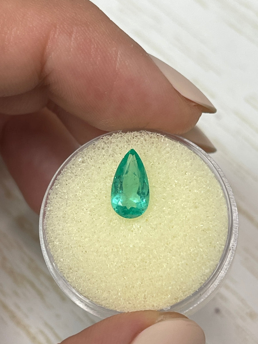 1.33 Carat Colombian Emerald - Slim Green Pear-Shaped Loose Gemstone