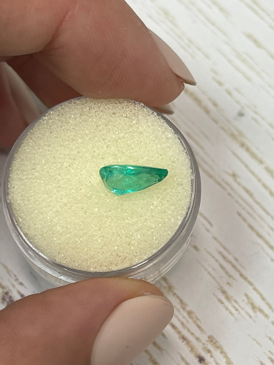 Colombian Emerald - 1.33 Carat Slender Pear-Shaped Gemstone