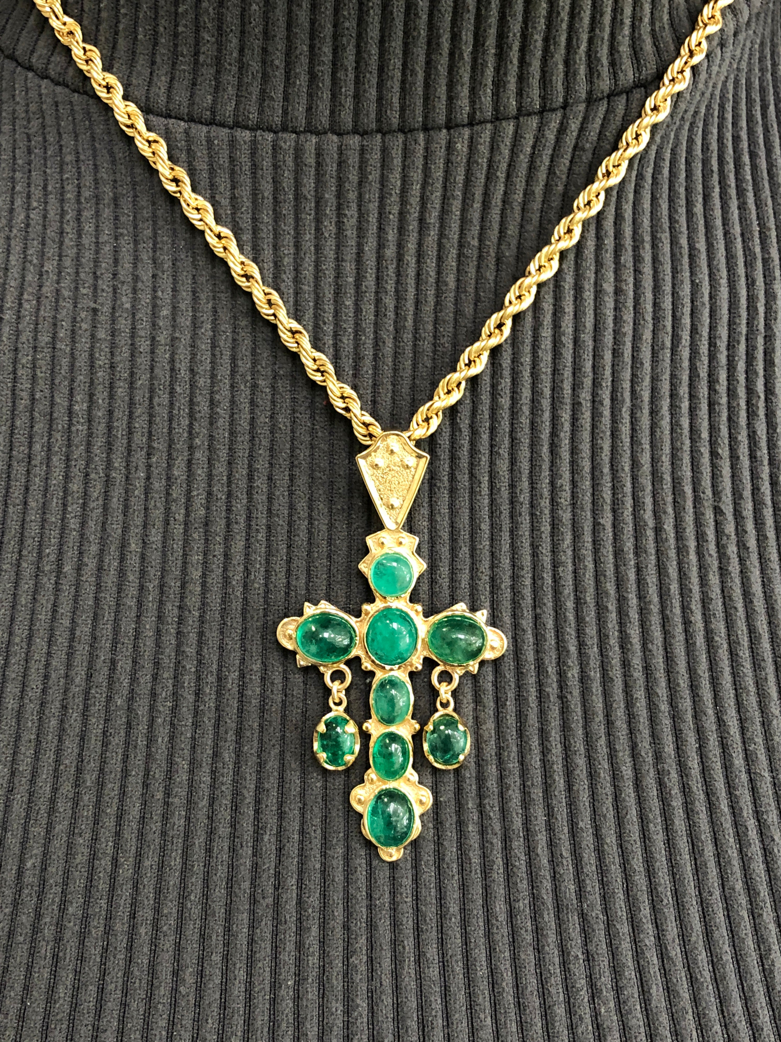 Nuestra Señora De Atocha Replica Natural Colombian Emerald Cabochon Cross 