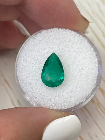 2.37 Carat Loose Colombian Emerald with Striking Green Hue - Pear Shaped