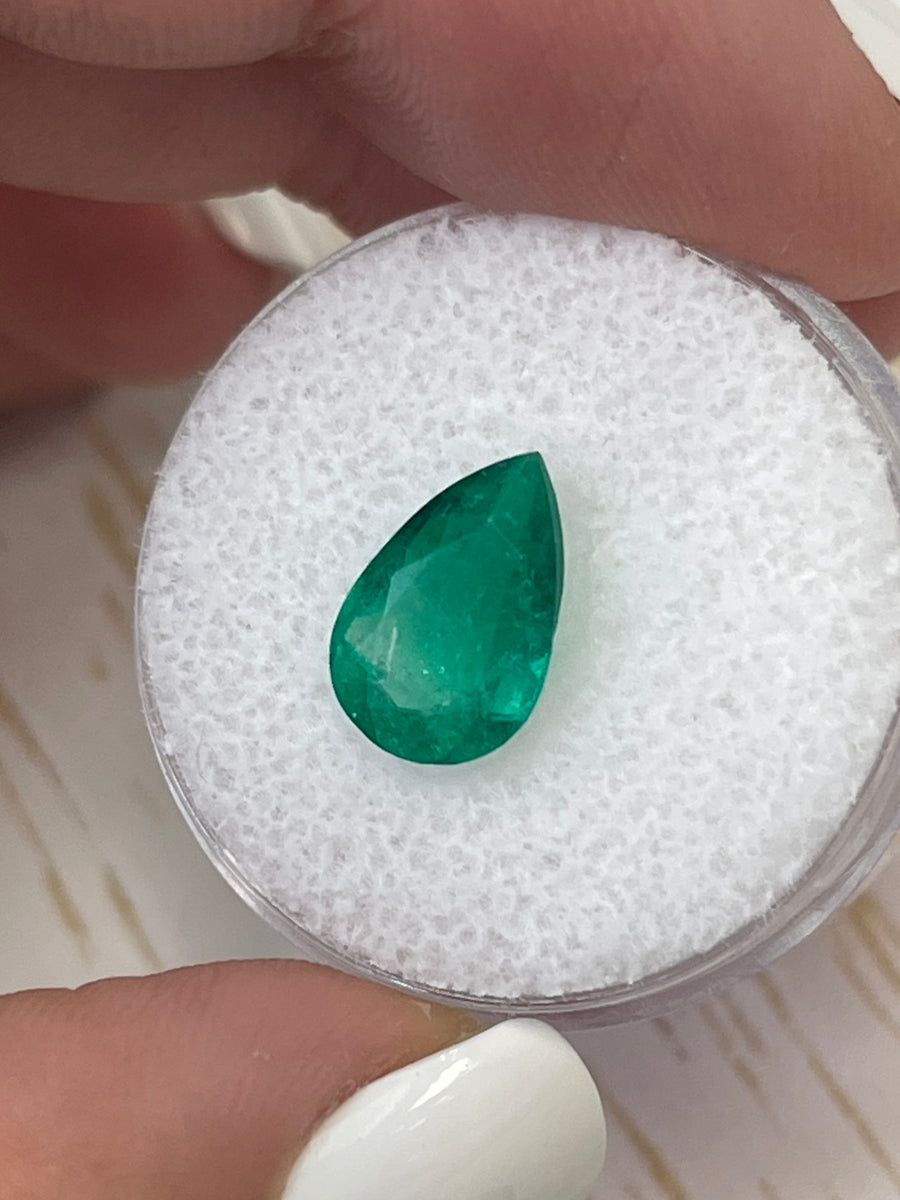 Intense Green Pear Cut Colombian Emerald - 2.37 Carat Loose Gemstone