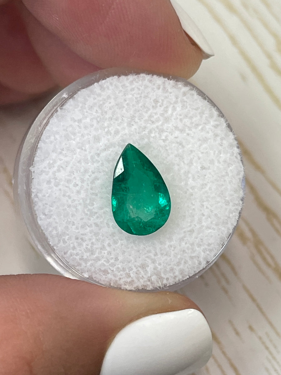 Vibrant Green 2.37 Carat Colombian Emerald - Loose Pear-Shaped Stone
