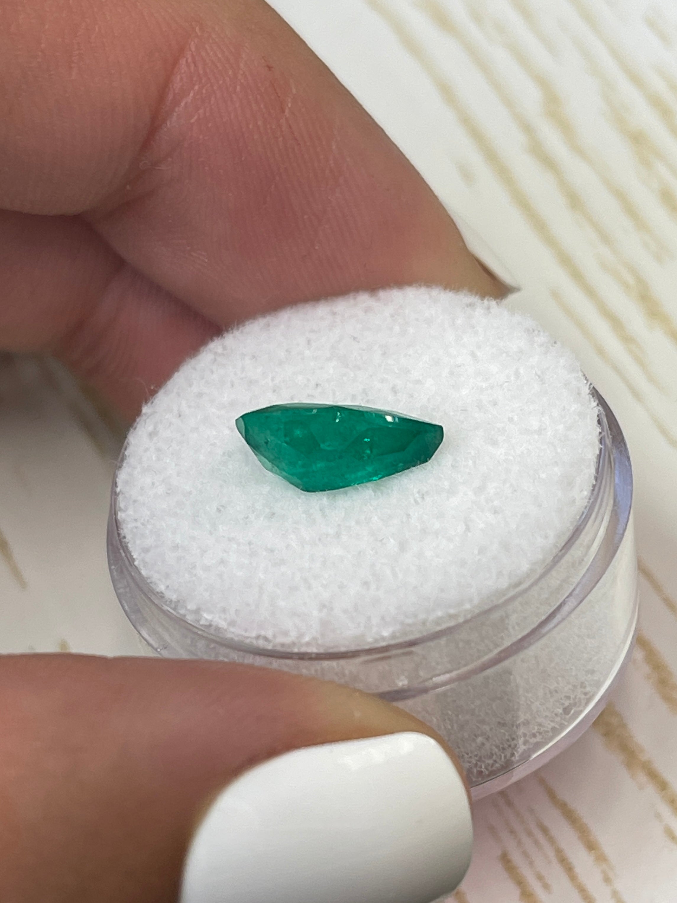 2.37 Carat Natural Colombian Emerald - Brilliant Green Pear Cut Gem