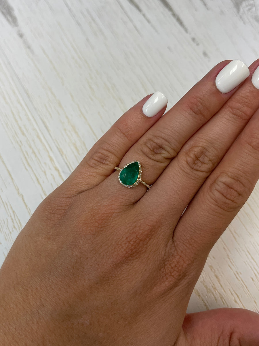 2.37 Carat Intense Green Natural Loose Colombian Emerald-Pear Cut