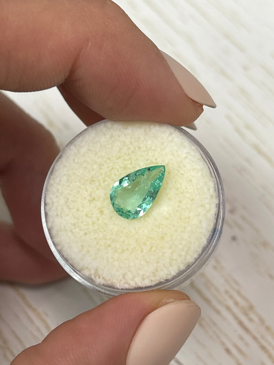 Spready Green Natural Loose Emerald: 1.34 Carats in a Pear Cut