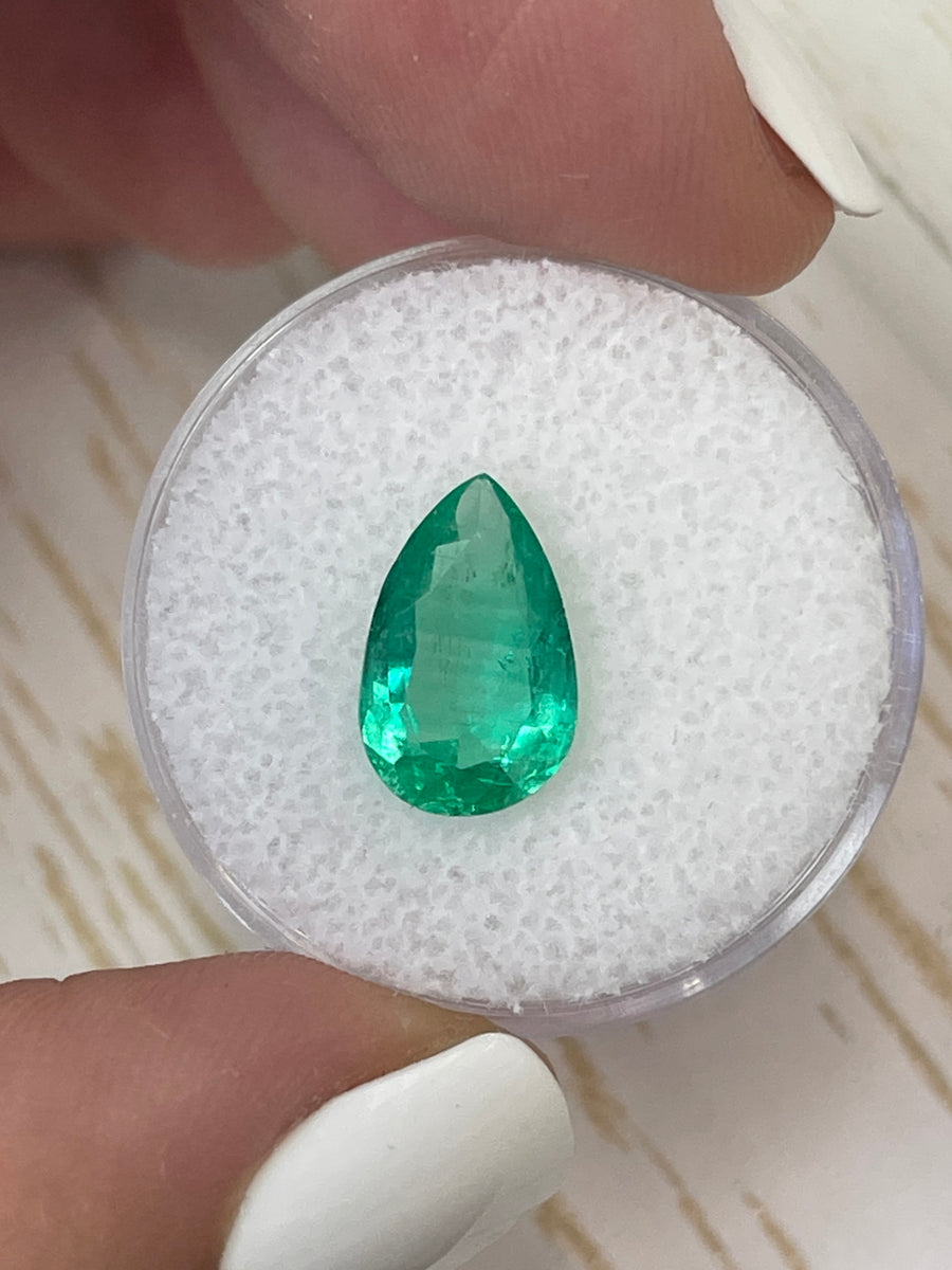 2.52 Carat Stunning Colombian Emerald in Pear Cut with Vibrant Green Hue