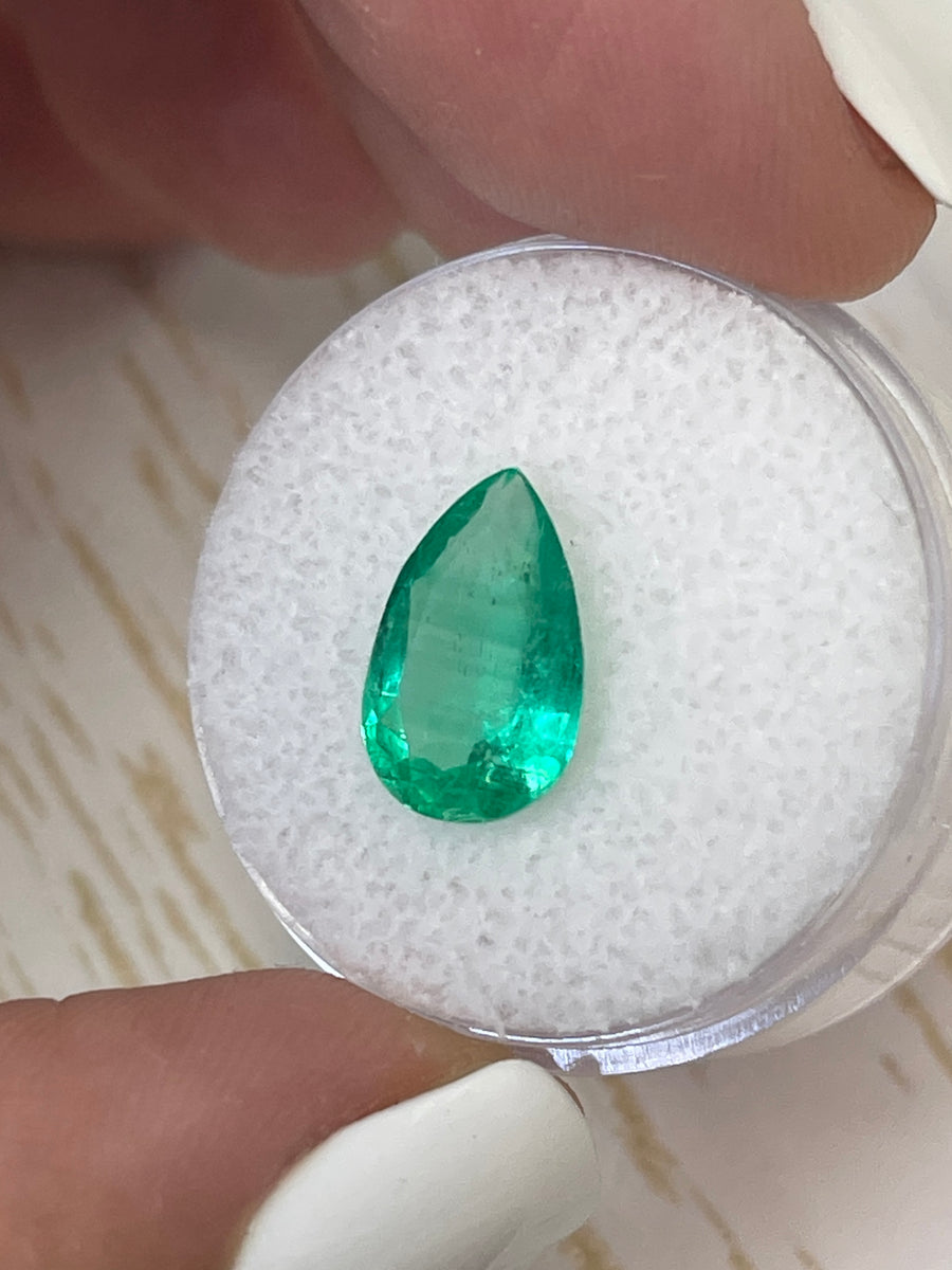 Vivid Green 2.52 Carat Colombian Emerald - Beautiful Pear Shaped Gemstone