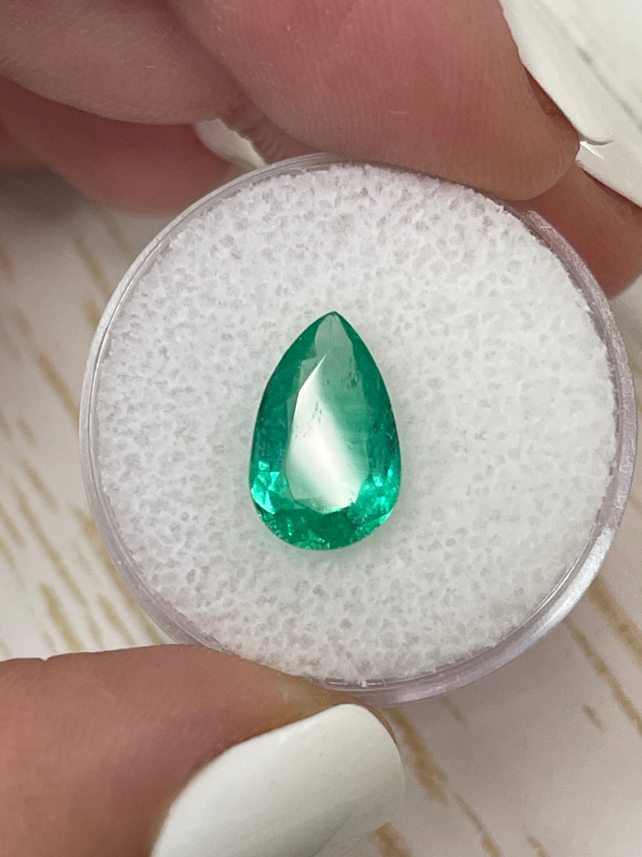 2.52 Carat Colombian Emerald with Striking Green Hue - Pear Shaped