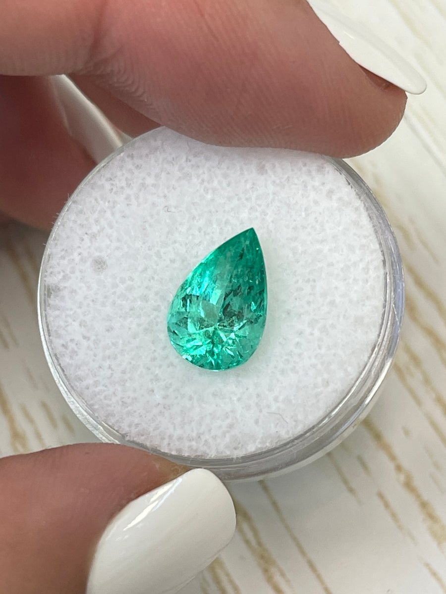 VS Clarity 2.94 Carat Colombian Emerald - Pear Cut, Green Beauty