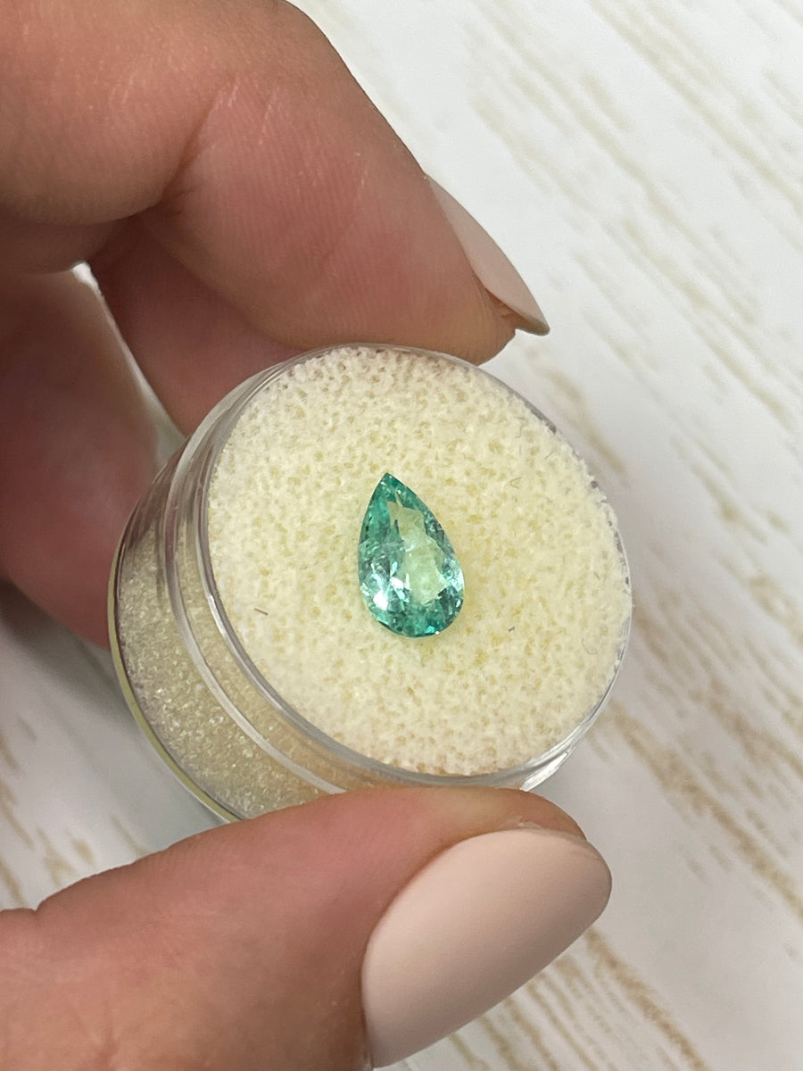 Clear Pear-Cut Colombian Emerald - 1.37 Carats, Unset