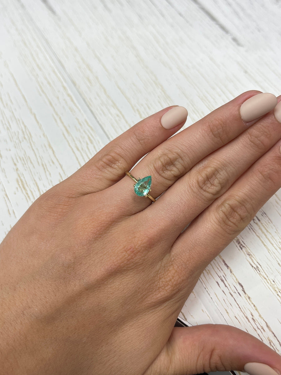 Pear-Cut Natural Colombian Emerald - 1.37 Carats, Transparent