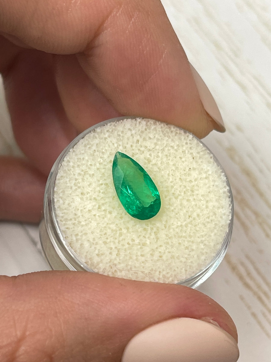 1.37 Carat Colombian Emerald - Lustrous Pear Shape