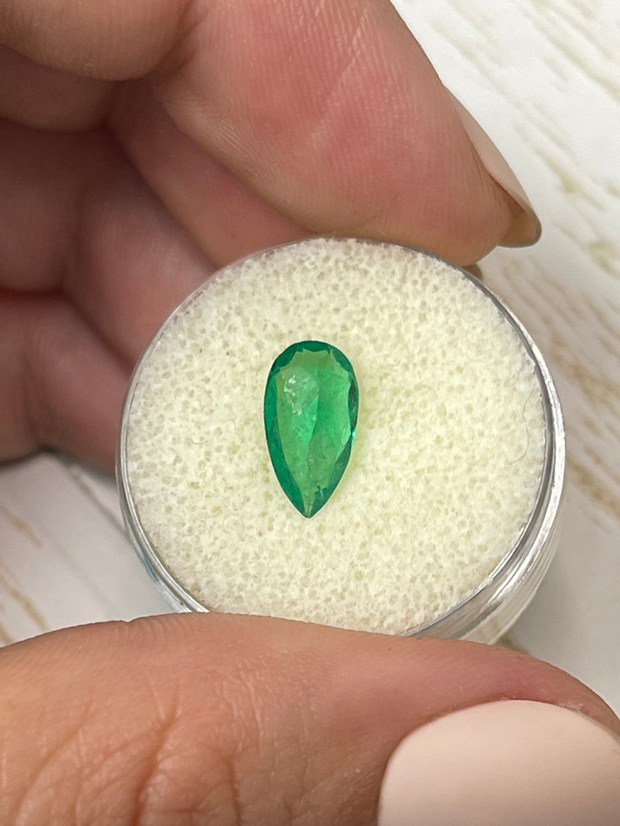 1.37 Carat Loose Colombian Emerald - Vibrant Pear Cut