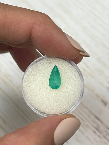 1.46 carat Slender Green Natural Loose Colombian Emerald-Pear Cut