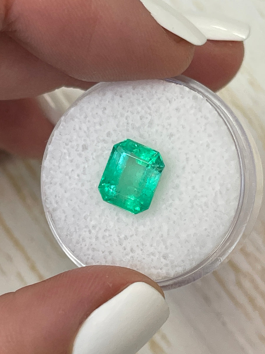 Colombian Emerald in Emerald Cut - 2.91 Carats, Yellow-Green Hue