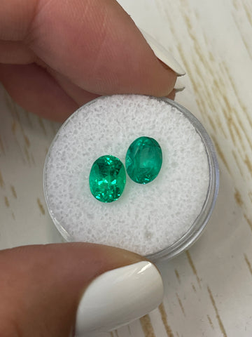 Pair of Unset Colombian Emeralds - Oval Shape, 2.90 Total Carat Weight