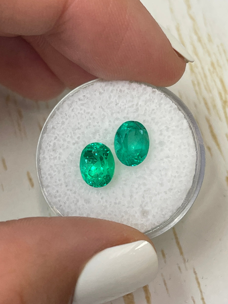 Colombian Emeralds - 2.90 Total Carat Weight, Twin Oval Gems