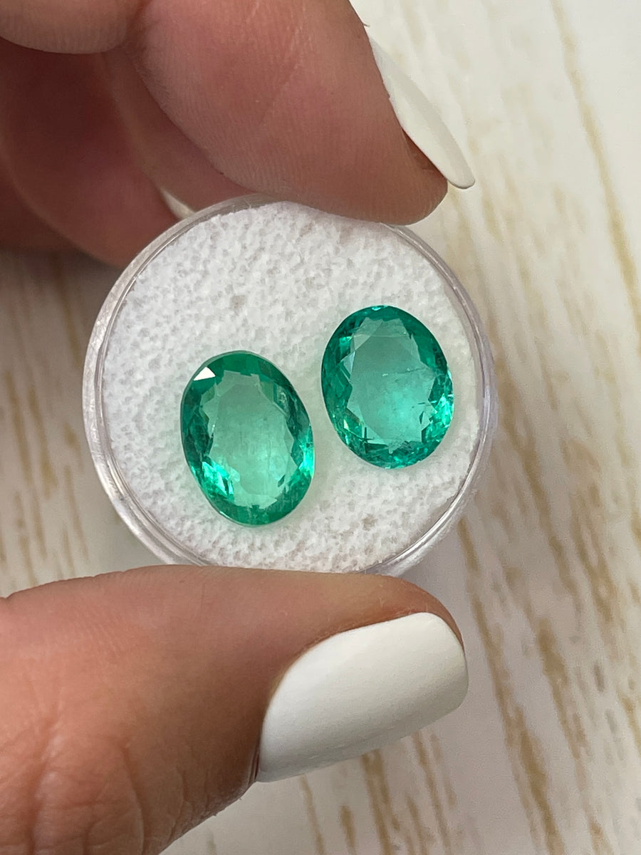 7.31 Carats Total Weight - Oval Cut Loose Colombian Emeralds - 12x9 Dimensions