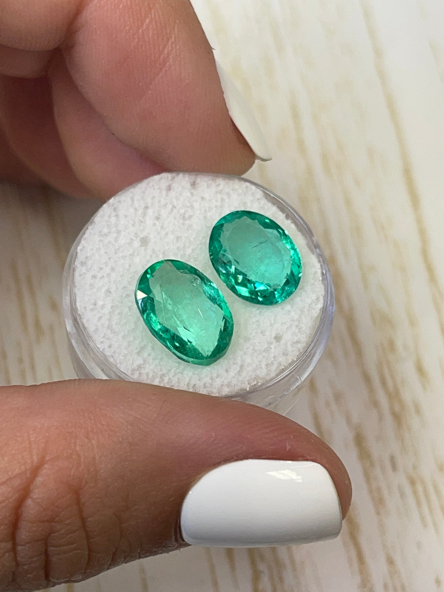 Oval Cut Colombian Emeralds - Two Loose Stones - 7.31tcw - 12x9 Size