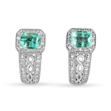 4.25tcw Natural Colombian Emerald & Diamond Cluster Earrings Gold 14K